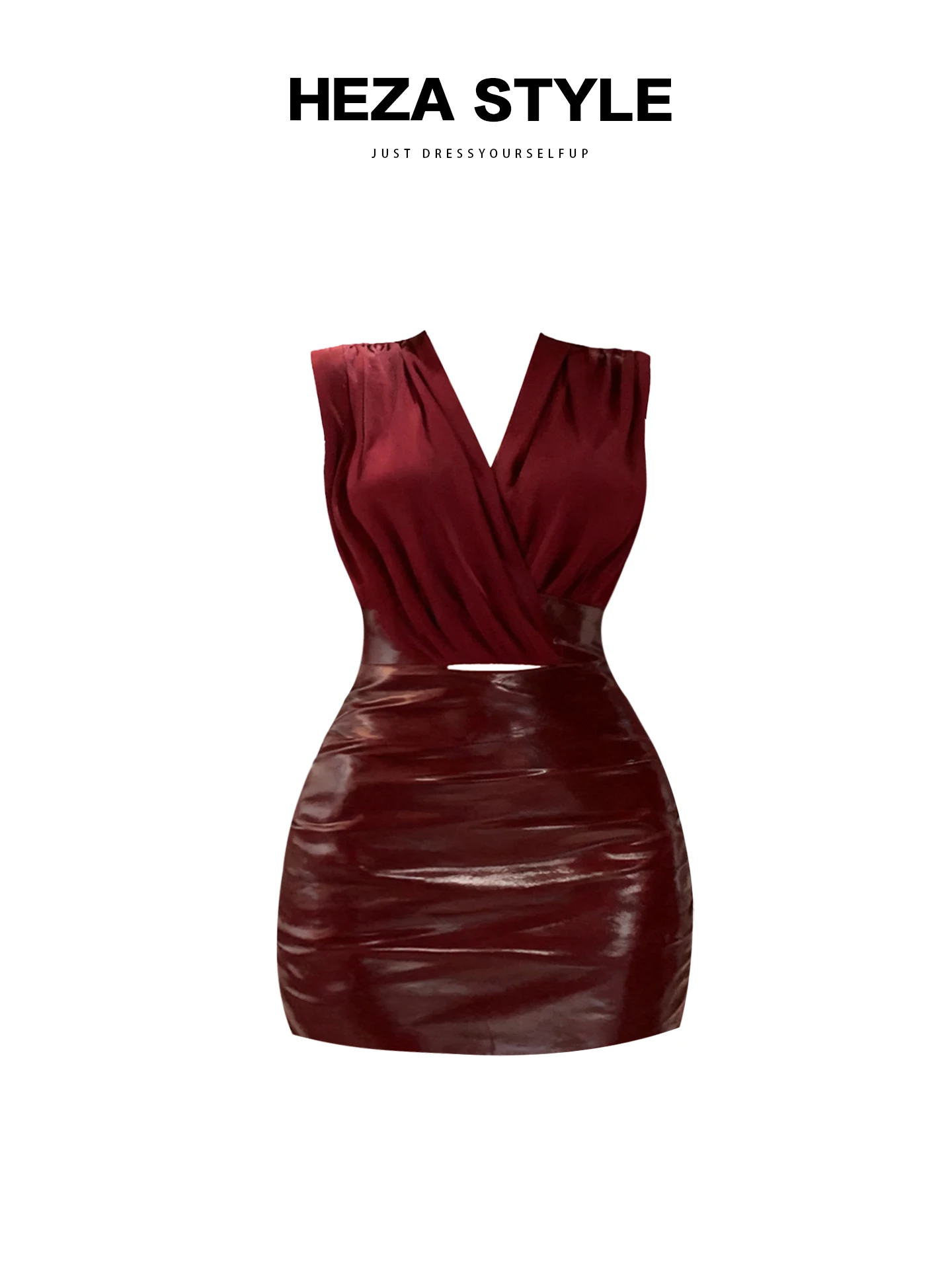 

HEZA Sexy Pure Desire V-ne Dr Женское осенне-зимнее облегающее короткое платье с V-образным вырезом, красное, для полных женщин, модное платье