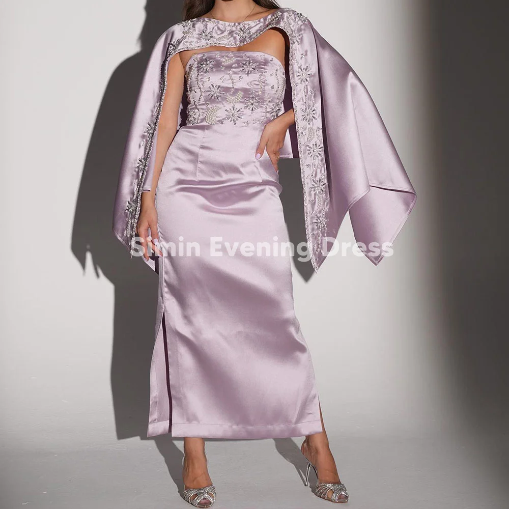 

Simin Women's Strapless Beaded Column Ankel-Length Evening Dresses Sleeveless With Shawl Formal Occasion Elegant Dresses 2025