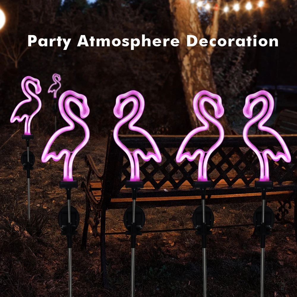 Solar Neon Flamingo Lights Landscape Garden Decoration Outdoor Waterproof Yard Lamp Lawn Terrace Light Patio Walkway Light view 3