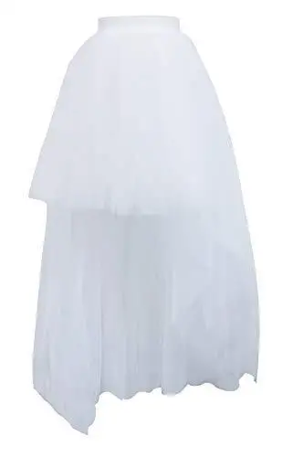 White Party Skirt Front Short Back Long Fluffy Skirt for Adults Gothic Halloween Cosplay Mesh Tulle Petticoats