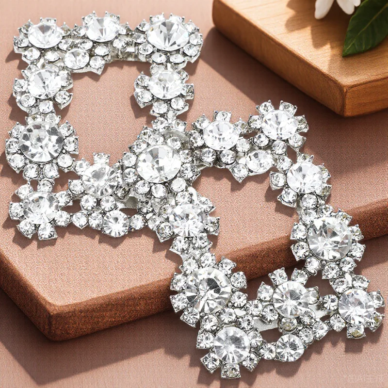 

Rhinestone Shoe Buckle Decorative Jewelry for DIY Wedding Shoes Zinc Alloy Rectangle Glass Elegant Women Accessories