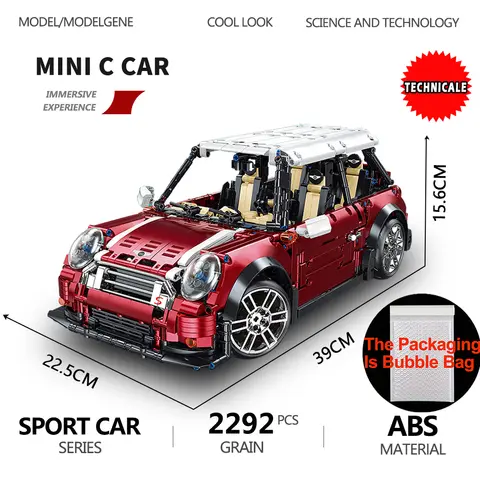 Famous Classic Car Model Building Blocks 1:10 Size Mini Cupeer Car Technical Bricks Desktop Decoration Assembly Kid Toy For Gift