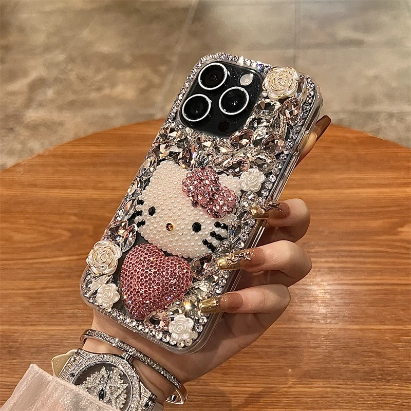 High Quality Luxurious Glitter Phone Case For iPhone 16 15 14 13 12 11 Pro Max Diamond Cute Cover For iPhone 16 Max Rhinestones