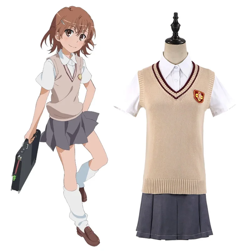 

To Aru Kagaku no Railgun Mikoto Misaka Cosplay School Uniform Suit Girls Fancy Party Halloween Costumes