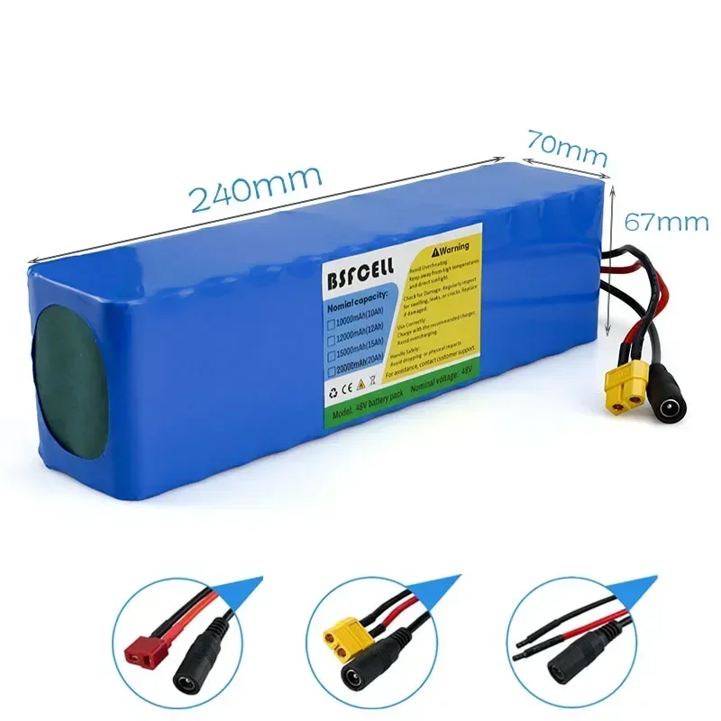 13S3P 48V E-Bike Battery 10Ah 12Ah 15Ah 20Ah Li-ion Battery XT60 T-plug Wire Connector With BMS For 150W-1000W Electric bicycle