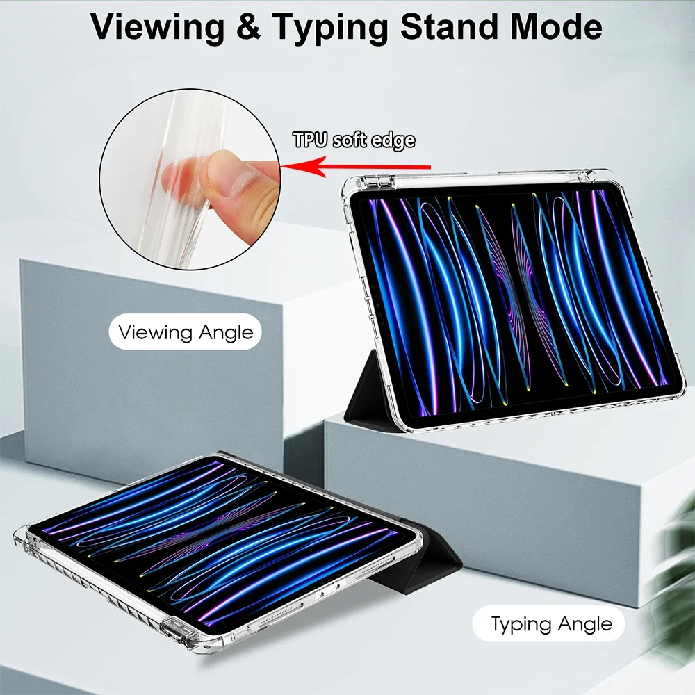 Para ipad air 11 2025 pro 11 12.9 13 ipad 10th gen 10.9,10.5 10.2 9th 8th 7th 6th 5th 9.7 polegadas mini 6 capa inteligente com suporte para caneta