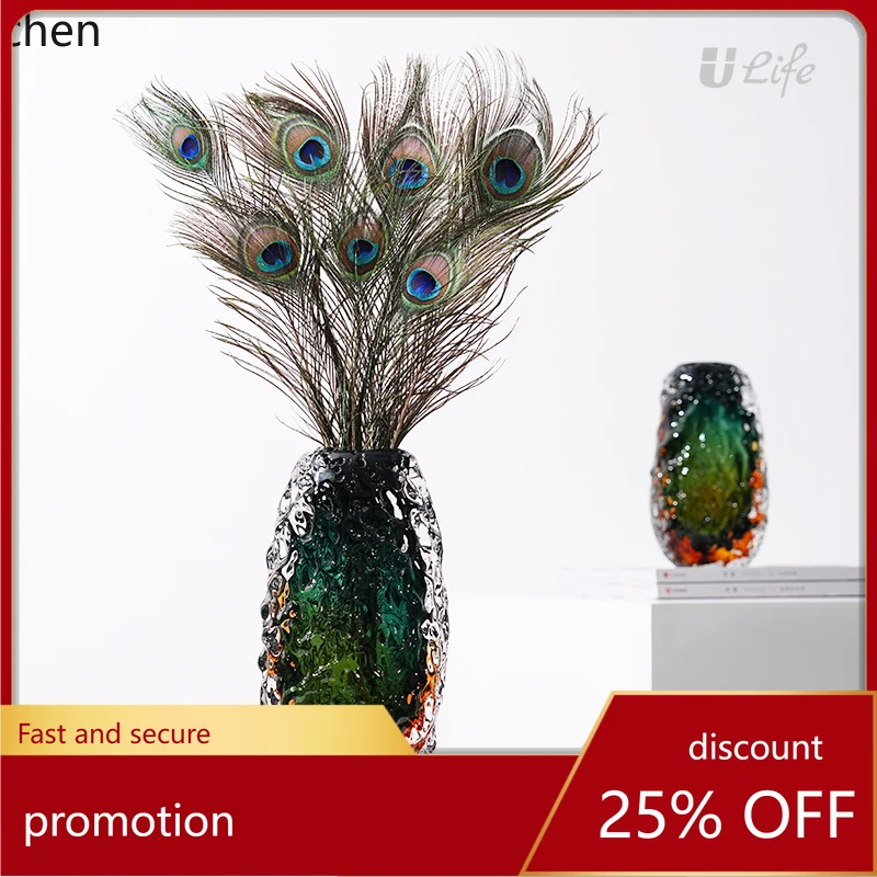 

HXL green glass vase ornament porch living room hydroponic flower arrangement high-end art decoration