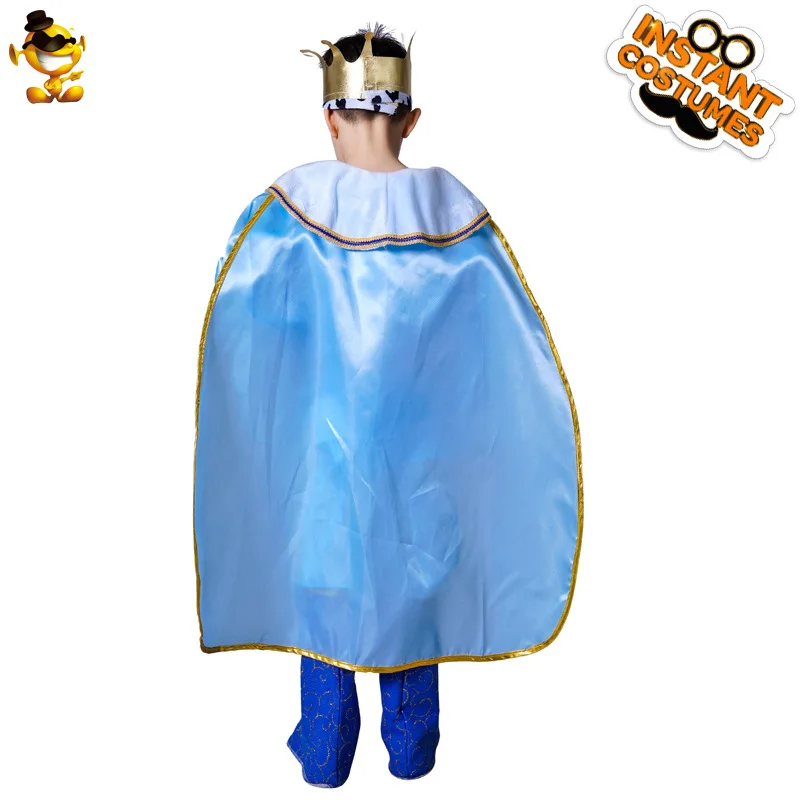 مضحك الملك الأوروبي زي للبنين تأثيري حلي تاج كيب حزام السراويل أعلى واقي أحذية بلاستيك 6 قطعة مهرجان الأداء الدعامة