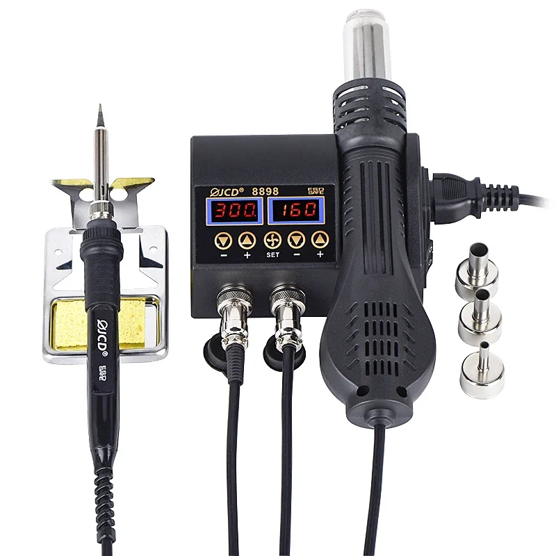 2 IN 1 8898 Soldering station LED digital station 750w Rework Station hot air gun Welding Repair soldering iron tools