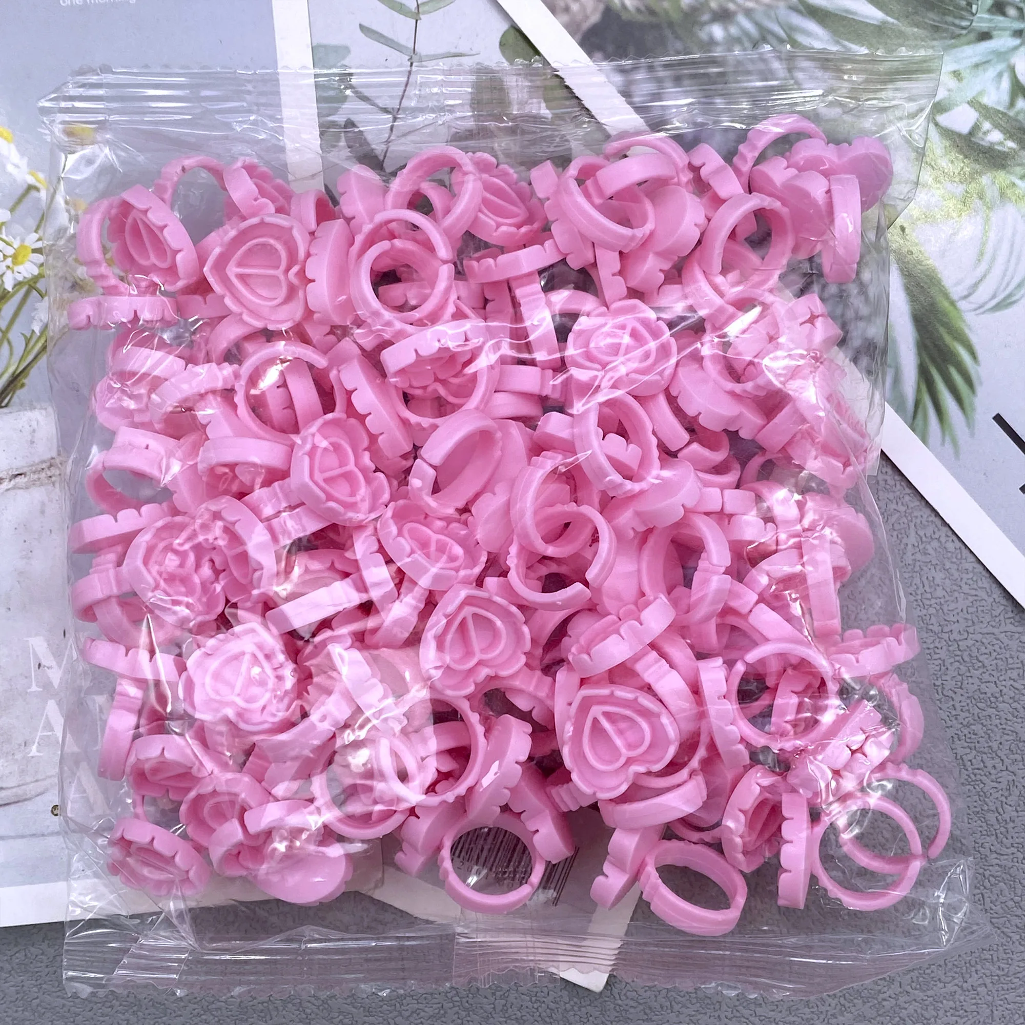 100Pcs Großhandel Einweg Wimpern Kleber Fan Tasse Ringe Halter Container Tattoo Pigment Wimpern Verlängerung Werkzeuge Lash Liefert