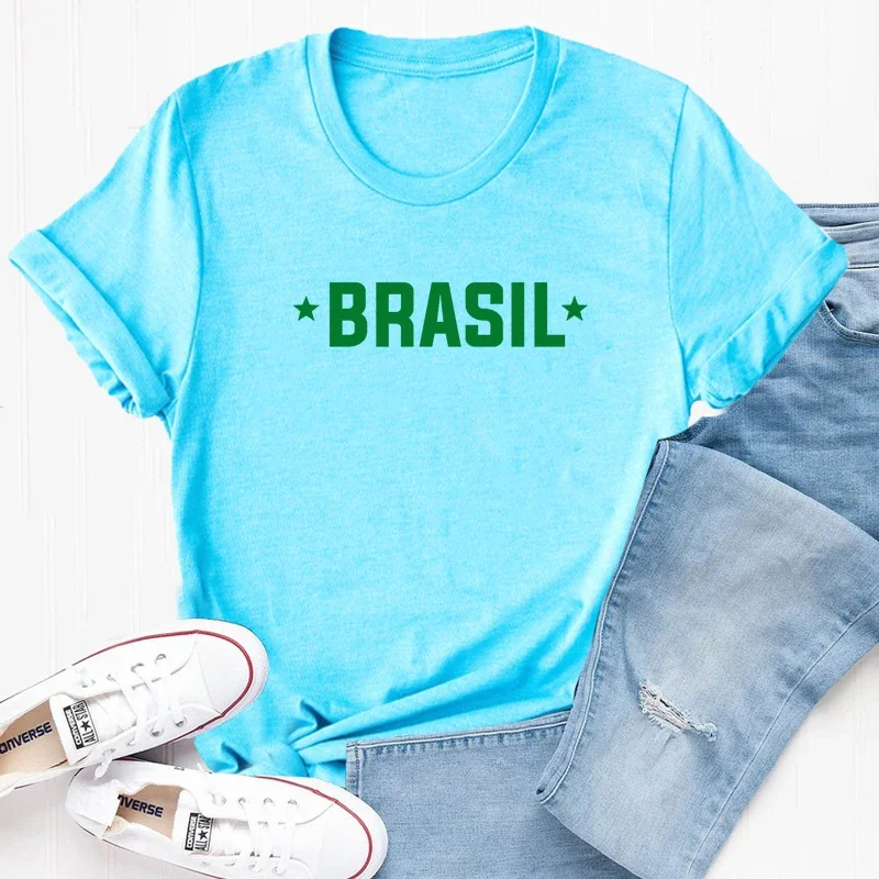 Brasil T-Shirt Women Men Brazil Tee Brazilian Letter Print Tshirt Portugues Please Cotton Short Sleeve Tops Aesthetic Clothing