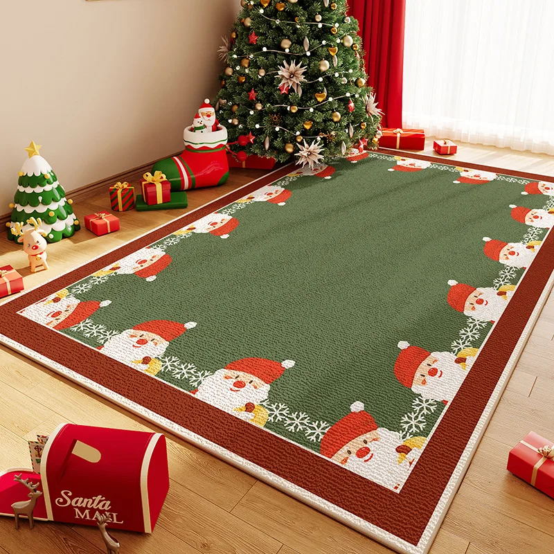 Christmas Carpet Living Room Non-slip Sofa Bed Ring Fleece Mat New Year Decoration