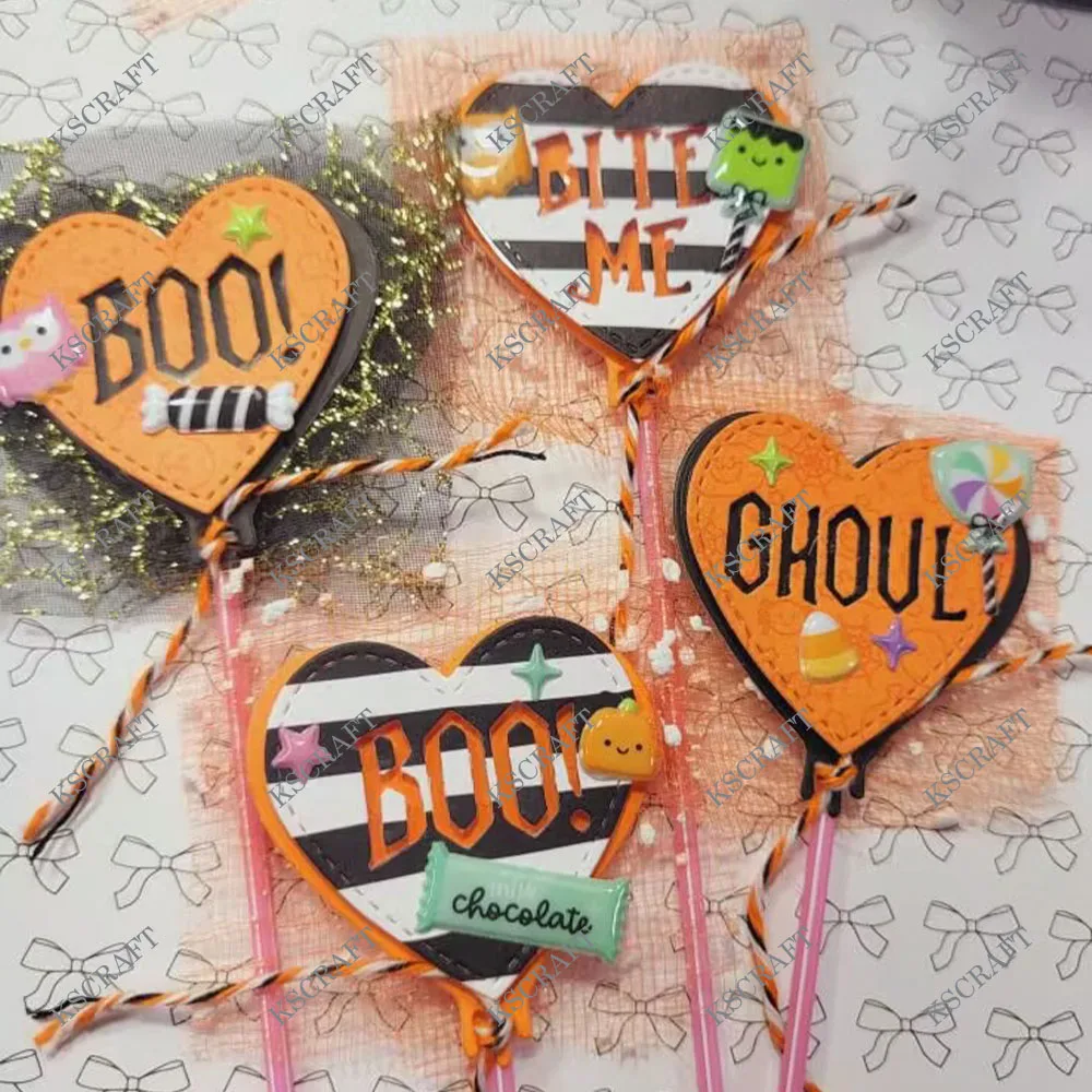 KSCRAFT Halloween Conversation Hearts Cutting Dies Stencils for DIY Scrapbooking Decorative Embossing DIY Paper Cards