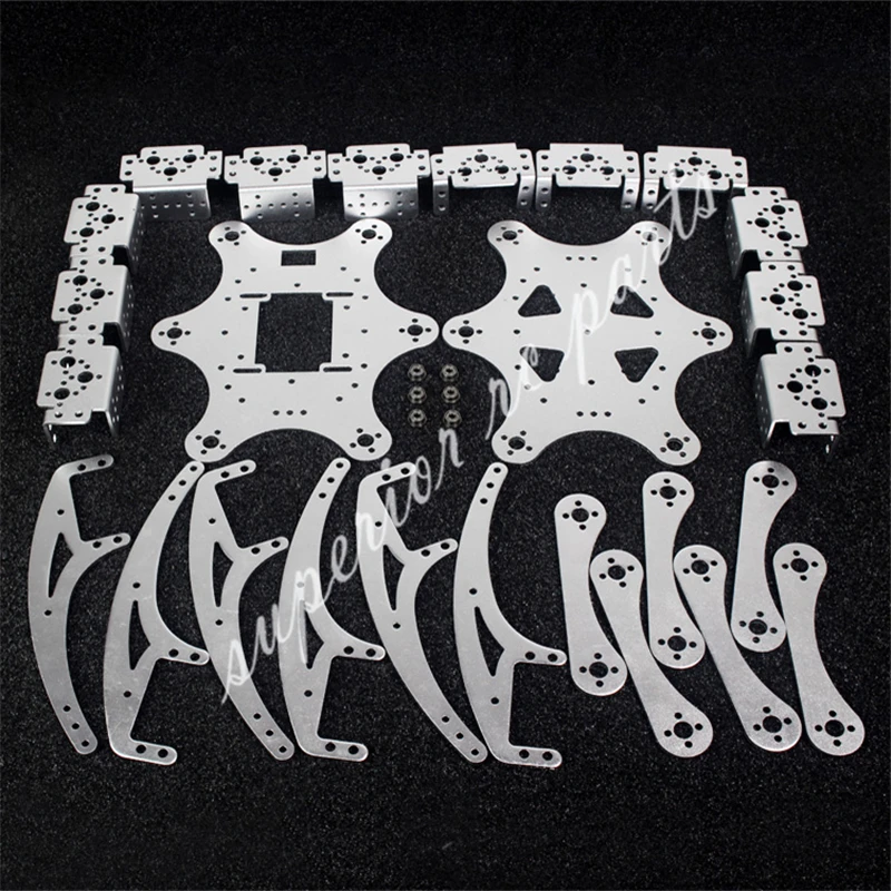 18 DOF Aluminium Hexapod Spider Metal Bracket Six Legs Robot Frame with Ball Bearing for Robot Spider Programmable Robot DIY Kit