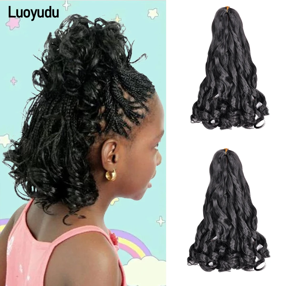 French Curls Braiding Hair Synthetic Hair Spiral Curls Braids Hair Pre Stretched Loose Wave Braiding Hair Extensions For Women