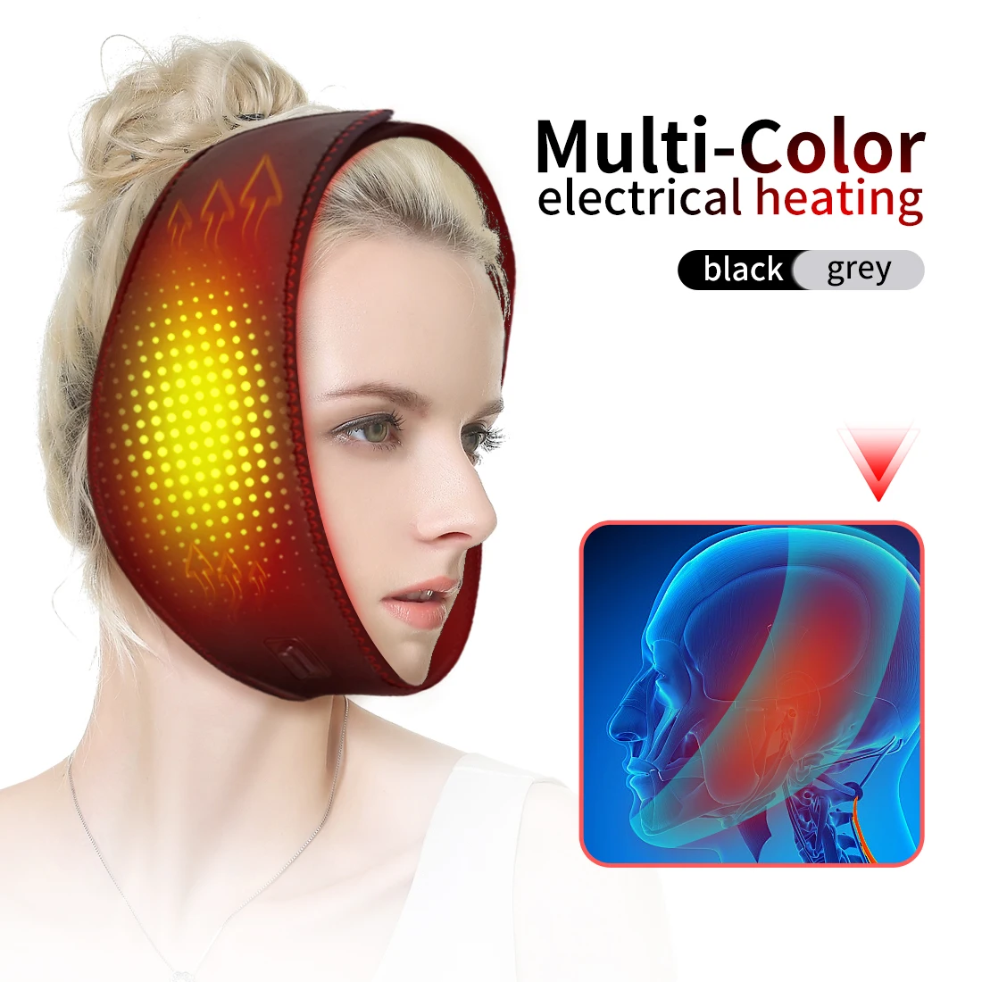 Electric Jaw Massager 3-Speed Hot Compress Relief Facial Muscle Relaxation Snug Fit Design  Anti-fatigue Helpful for Sleep