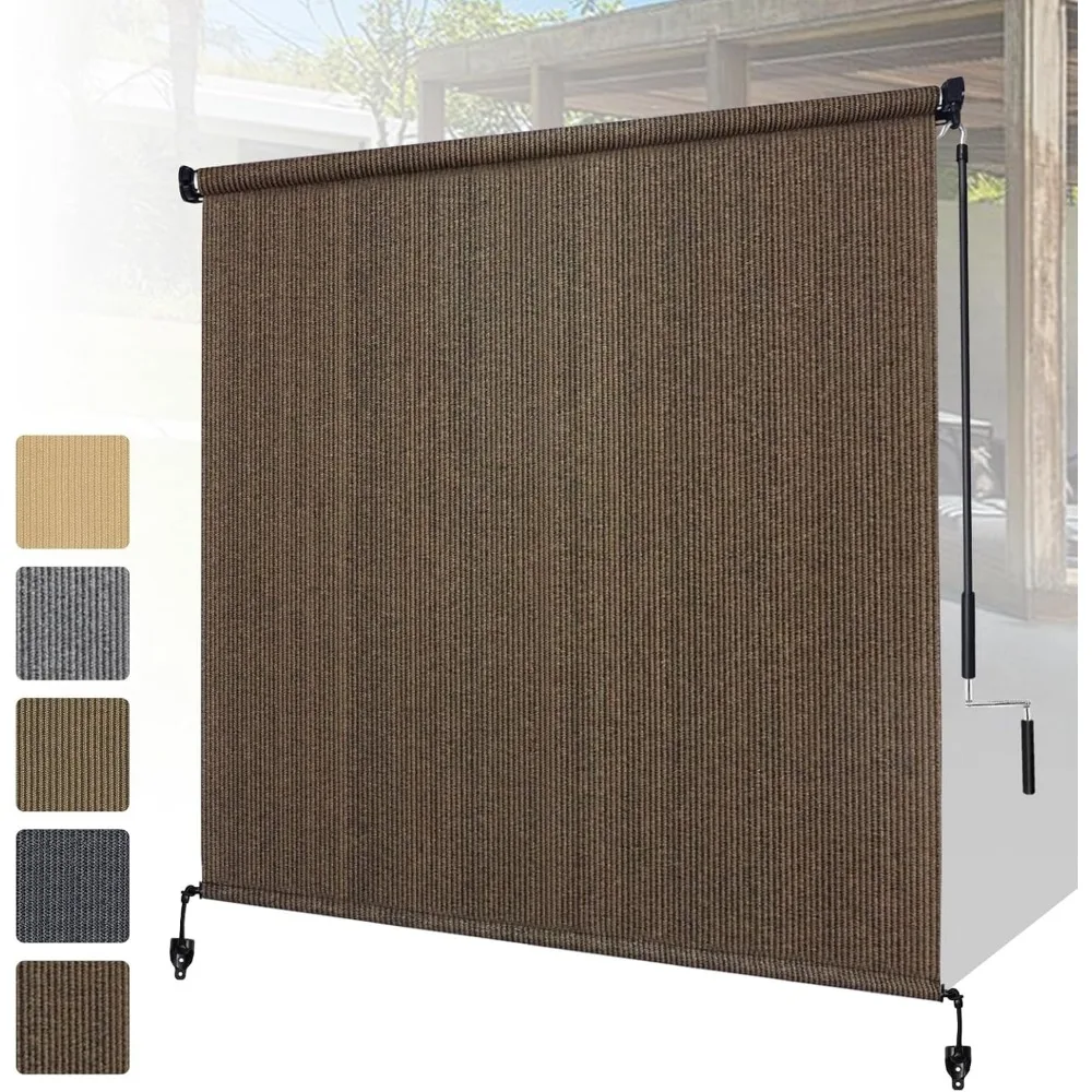 

Shade&Beyond Outdoor Roller Shades 8' W x 6' H Patio Roll Up Blinds 220GSM Shade Cloth Roll for Porch Gazebo Pergola Balcony Bac
