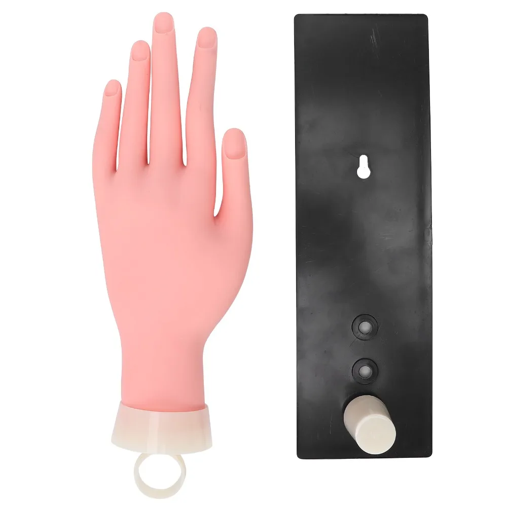 Silicone Nail Art Practice Hand Reusable Bendable Fingers Nail Training Hand Flexible Construction With Fixed Plate