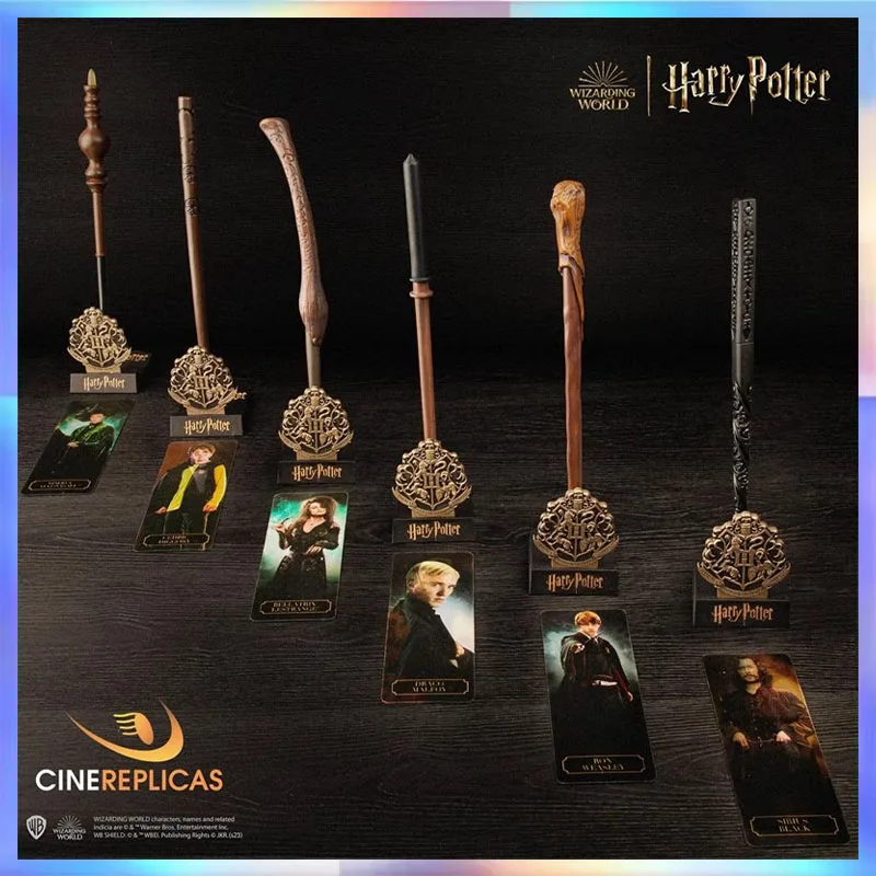 Bolígrafo de varita mágica Centiereplicas Original con Pedestal y tarjeta figura de Harry Potter adorno de habitación exhibición juguetes de cumpleaños regalos