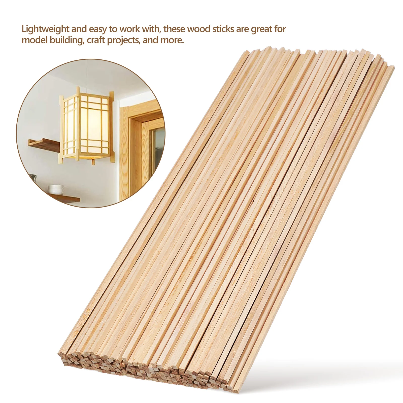 100 Pcs DIY Wooden Strips (300*3*3mm) Sticks Craft Dowel Rods for Crafting Square Crafts Trim Squares Paint Stir