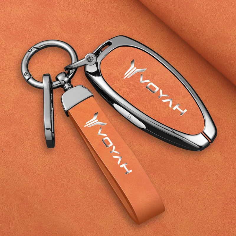 Zinc Alloy Leather Car Key Case Cover Shell Fob For Voyah Free I-Land Dreamer 2021-2023 Keychain Auto Key Protection Accessories