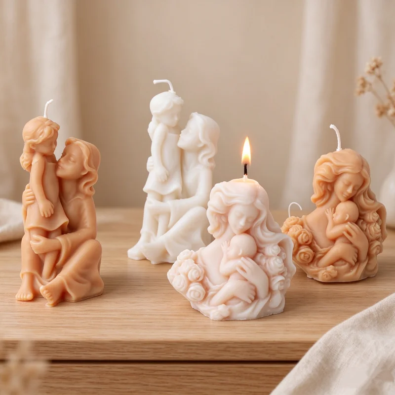 3D Madonna Hold Baby Silicone Candle Mold DIY Mother with Kid Plaster Resin Soap Mold Thanksgiving Day Tool Desk Home Decor Gift