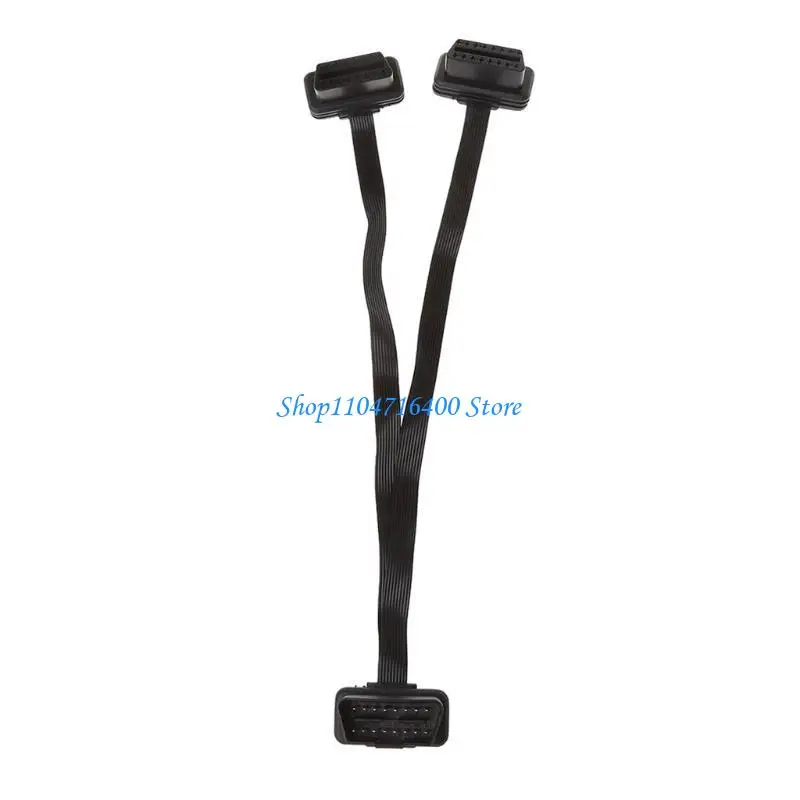 

y1gd 16 Pin OBD2 Male To Double Female Splitter Flat Thin Y Connector Extension Cable