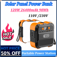 120W 26400mAh 98Wh Rechargeable Portable Power Station Solar Generator Power Bank LED for Airplane Camping Drone Laptop Battery