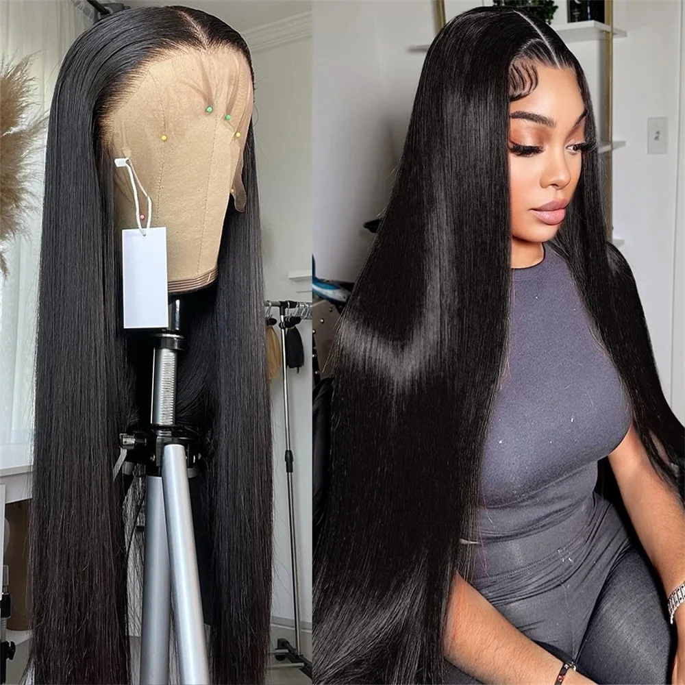 13x6 Bone Straight Human Hair Lace Frontal Wig 360 HD Full Lace Wigs For Women 13x4 Lace Front Wig Pre Plucked With Baby Hair