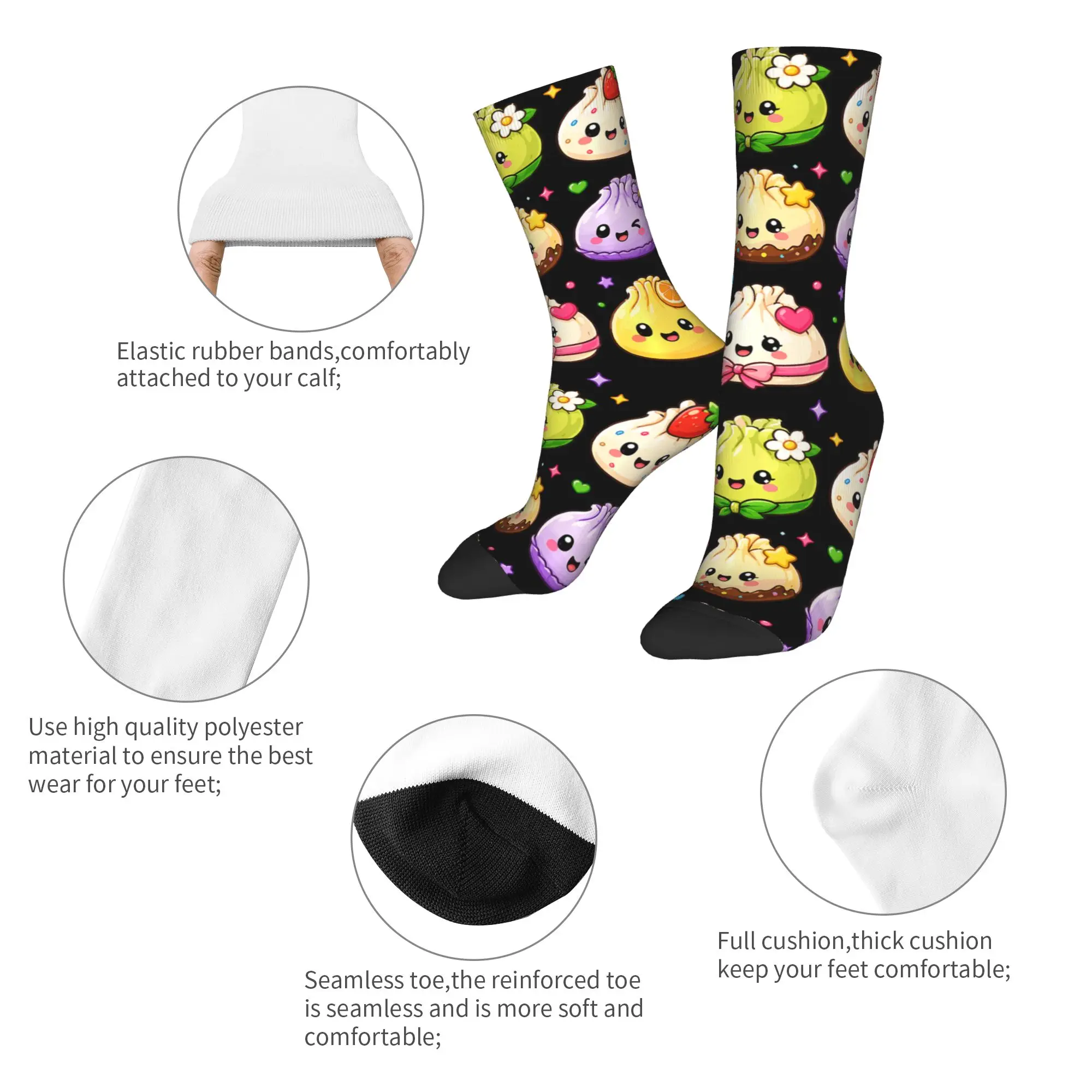 New Men's Socks Novelty Kawaii Dumpling Cute Pastel Anime Lovers Sock Polyester  Sport Women's Sock Spring Summer Autumn Winter