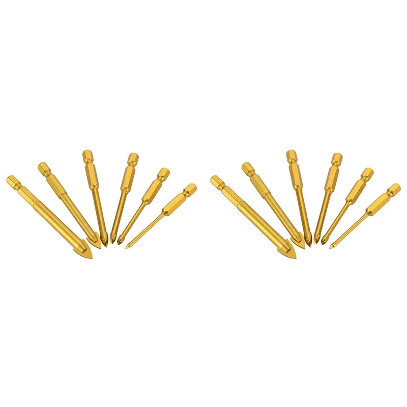 

A53Q-12Pcs Glass Drill Bits Set Tile Drilling Set 3/4/5/6/8/10Mm With 1/4Inch Hex Shank For Porcelain Marble Mirror