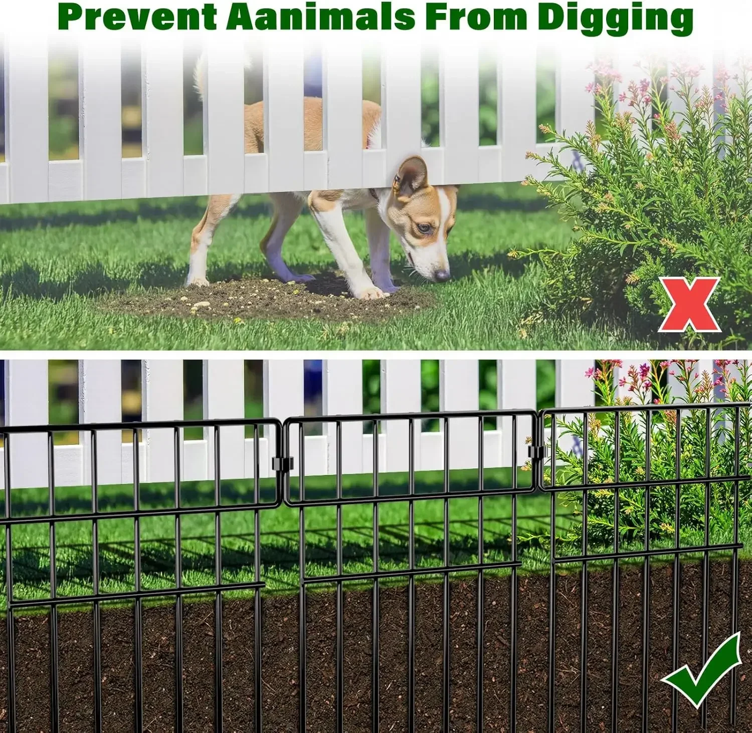

XMSJ-Sale XMSJ.25 Panels Animal Barrier Fence No Dig, 27 Ft(L) X 17 in(H) Decorative Garden Edging Fence for Yard, Rustproof Met