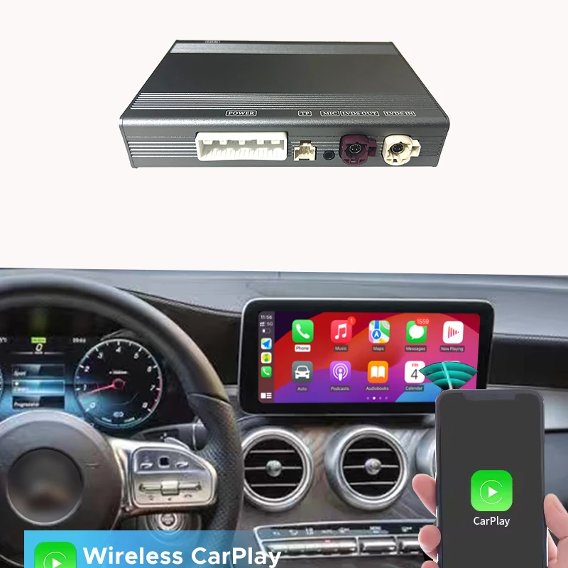 Wireless MMI CarPlay Android Auto Interface for Mercedes Benz E S C Class NTG5.5 W213 W222 W205 2016-2020 OEM Control MirrorLink