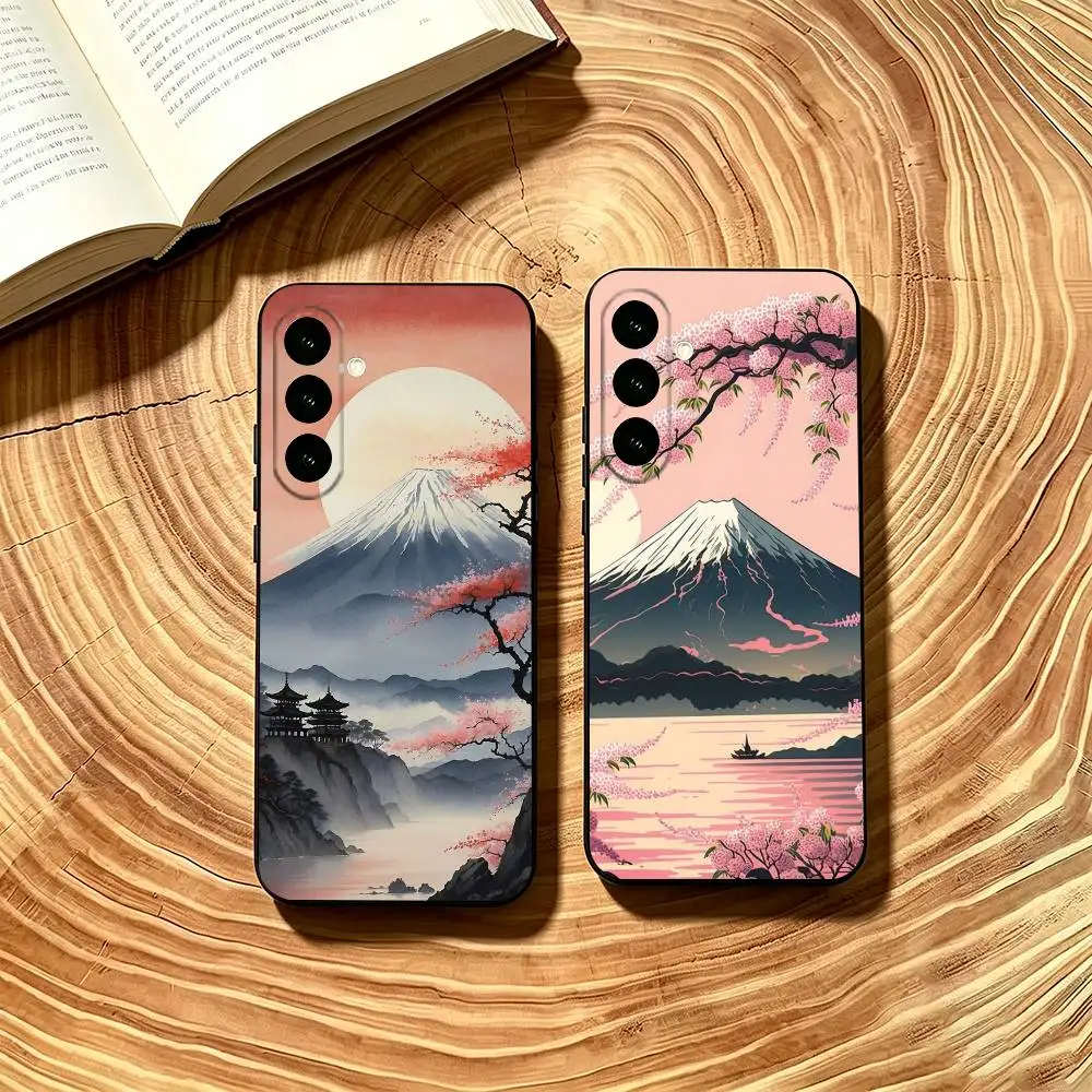 

Japan Mount F-Fuji Cherry Phone Case Soft black For Samsung Galaxy A73,A72,A71,A70,A53,A52,A51