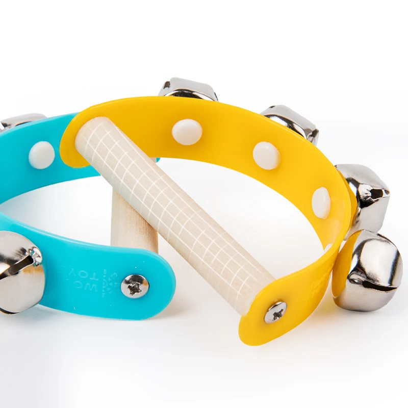 خشبية نصف مستديرة اليد رنين جرس الأطفال الموسيقية أورف الآلات كلابر مقبض ألعاب تعليمية ممتعة الرضع وسائل تعليمية