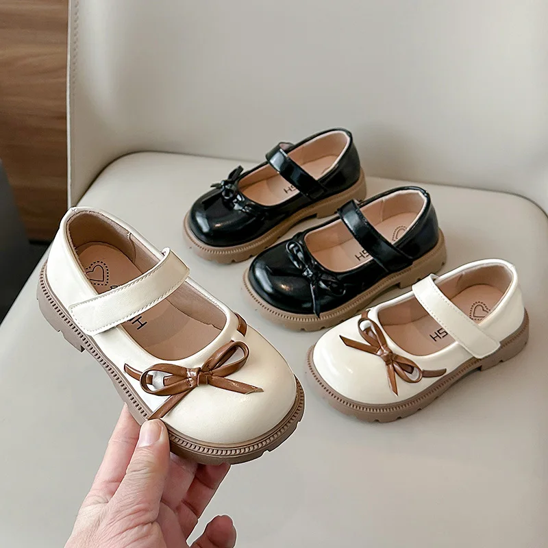 Sweet Girls Mary Jane Shoes 2025 New Spring Autumn Kids Princess Leather Shoes Fashion Bowknot Causal Versatile Children's Flats