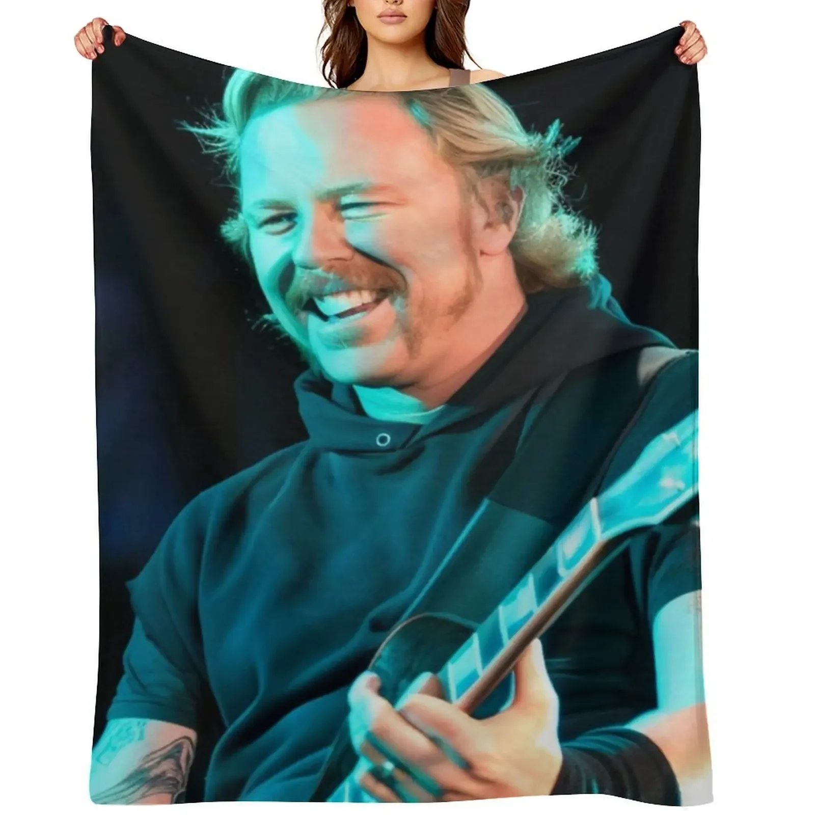 Custom James Hetfield Iconic Smile Throw Blanket Comforter Cute Travel Decorative Sofa Blankets