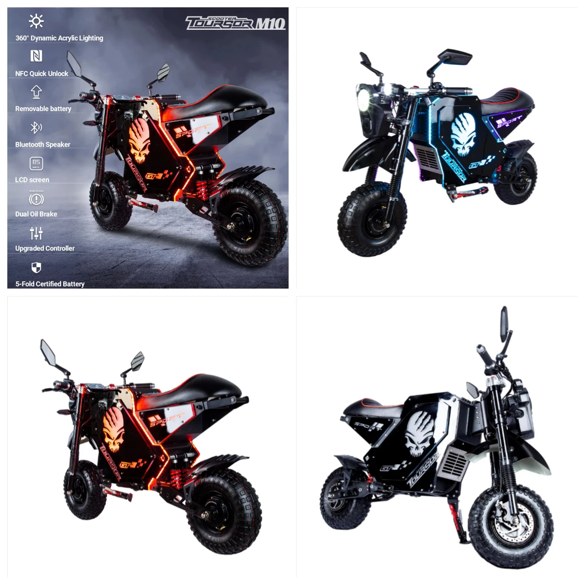 EU US Lagerbestand 10000W Mittelmotor Elektromotorrad 72V 50Ah 150km 14 Zoll Offroad E-Bike