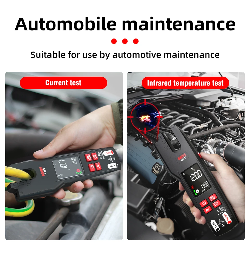 BSIDE U6/U6X U-Shape AC/DC Clamp Meter Rechargeable Infrared Temperature Measuring Object Ratio 4:1/12:1 Ammeter Tester