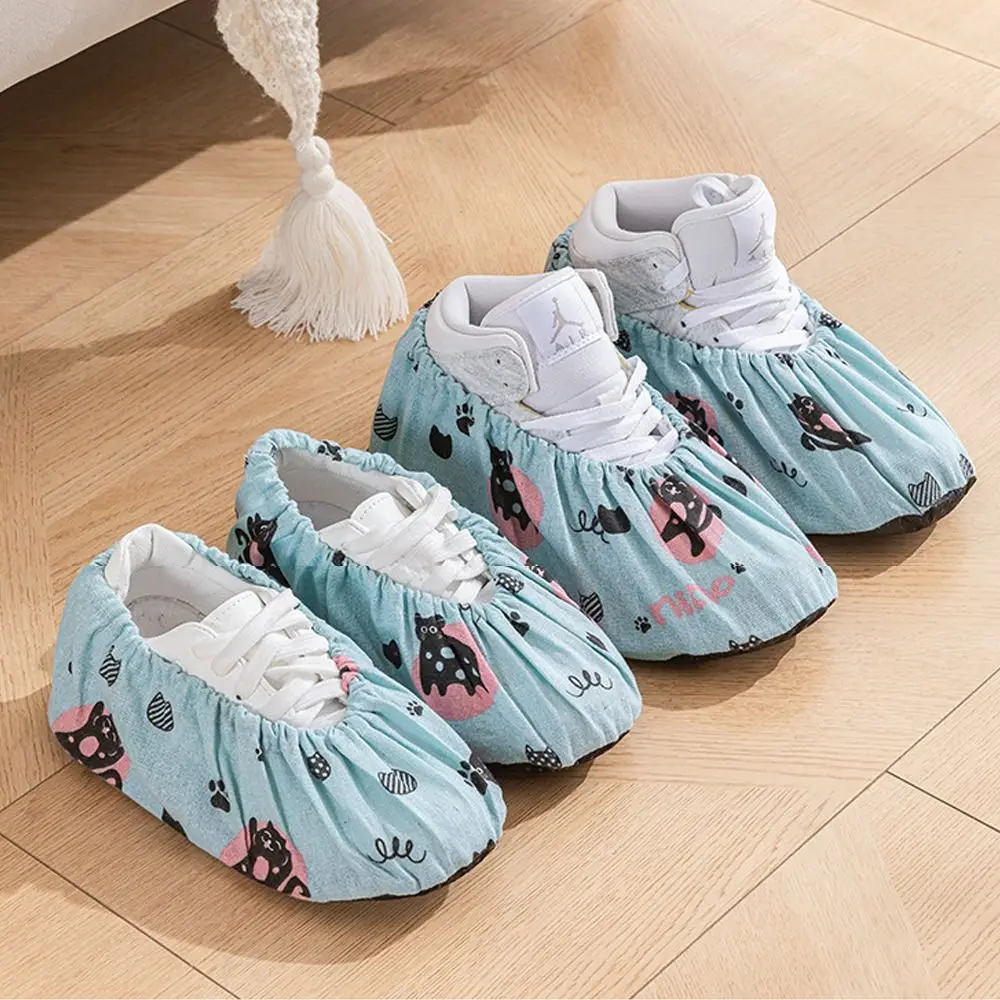 أغطية أحذية قماشية مطبوعة برسوم كرتونية مضادة للانزلاق وقابلة للتنفس وإكسسوارات أحذية سميكة قابلة للغسل #4