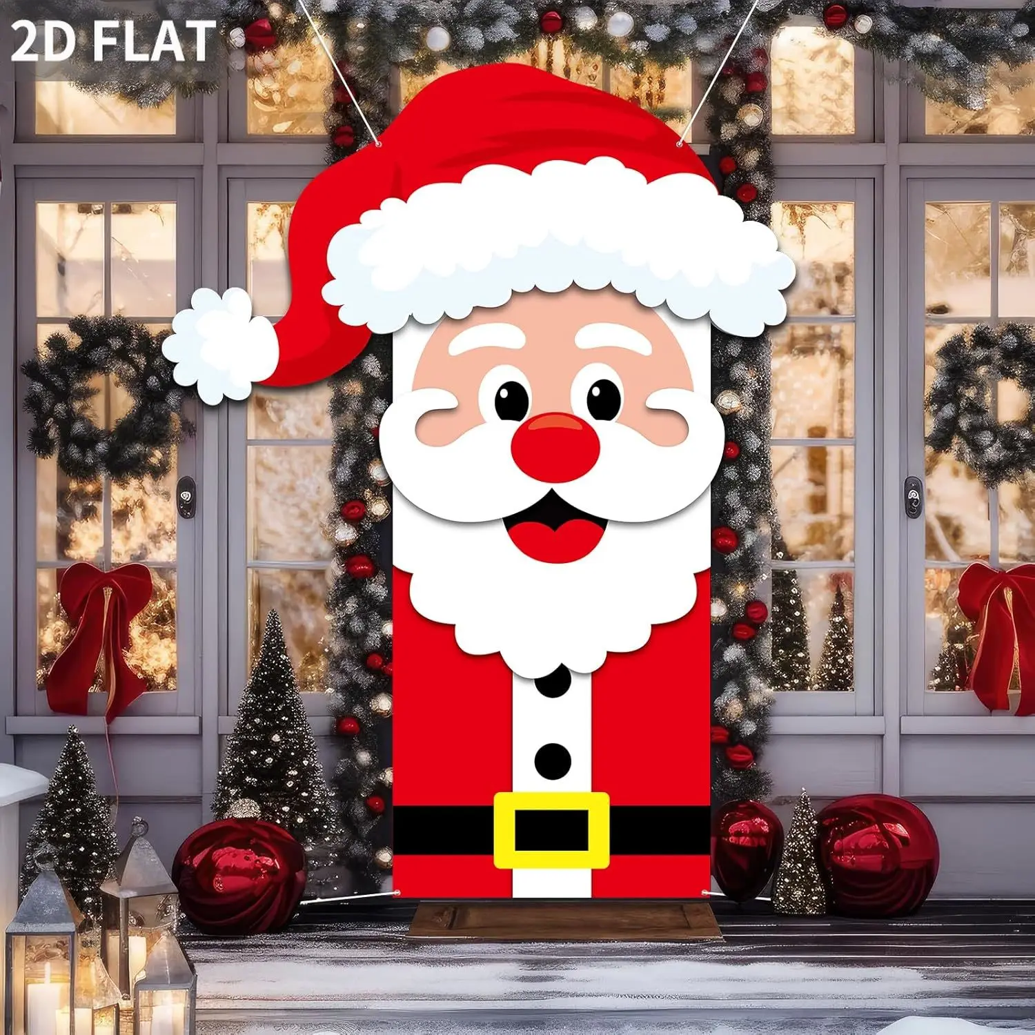 

1set/2pcs Santa Claus Shaped Door Banner, Large Hanging Polyester Christmas Door Decoration, Xmas Door Hanging Backdrop Winter