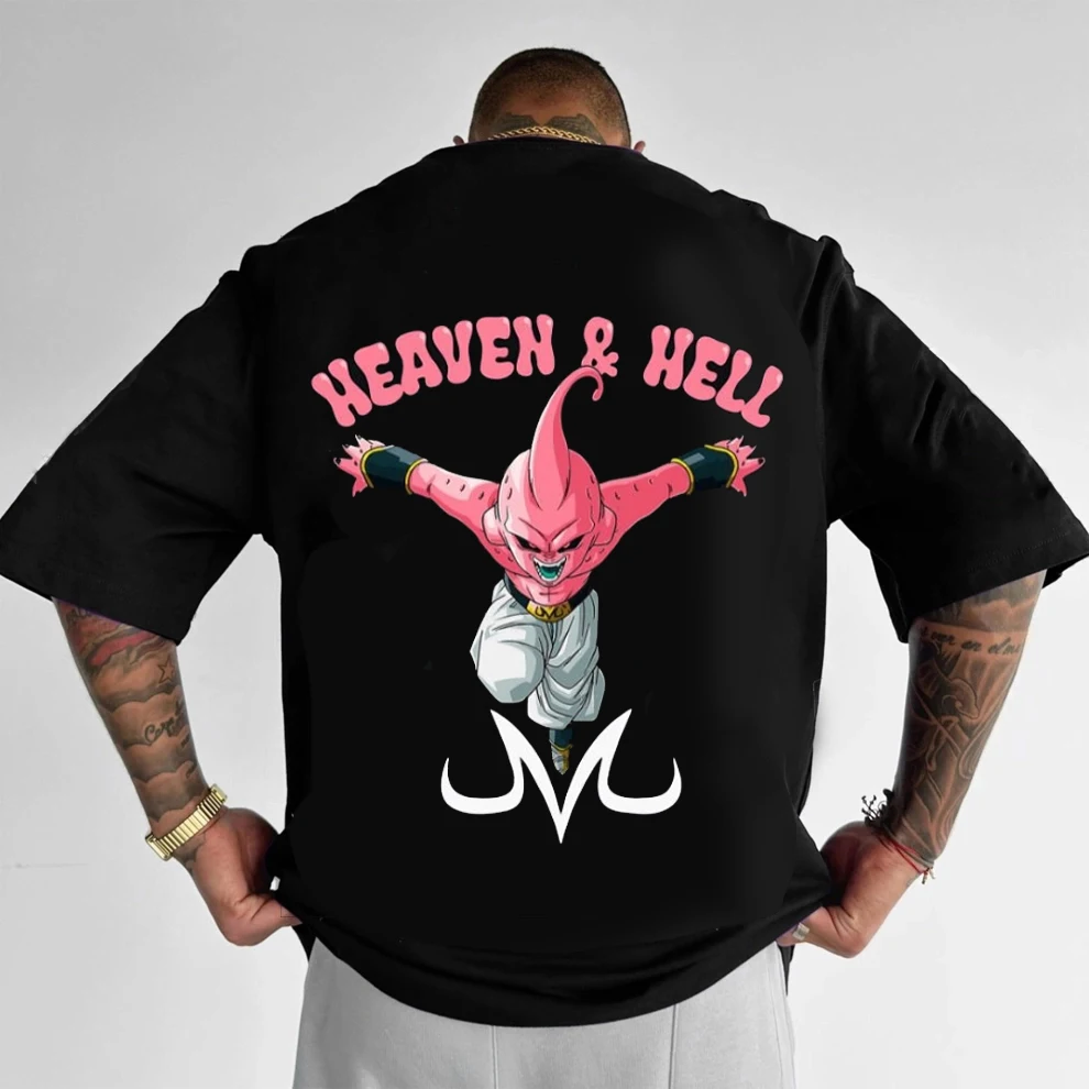 

Unisex Anime Dragon Ball Majin T Shirts Summer New Oversized Men's Clothing Cotton Loose Women Short Sleeved Tee Top Y2k Clothes