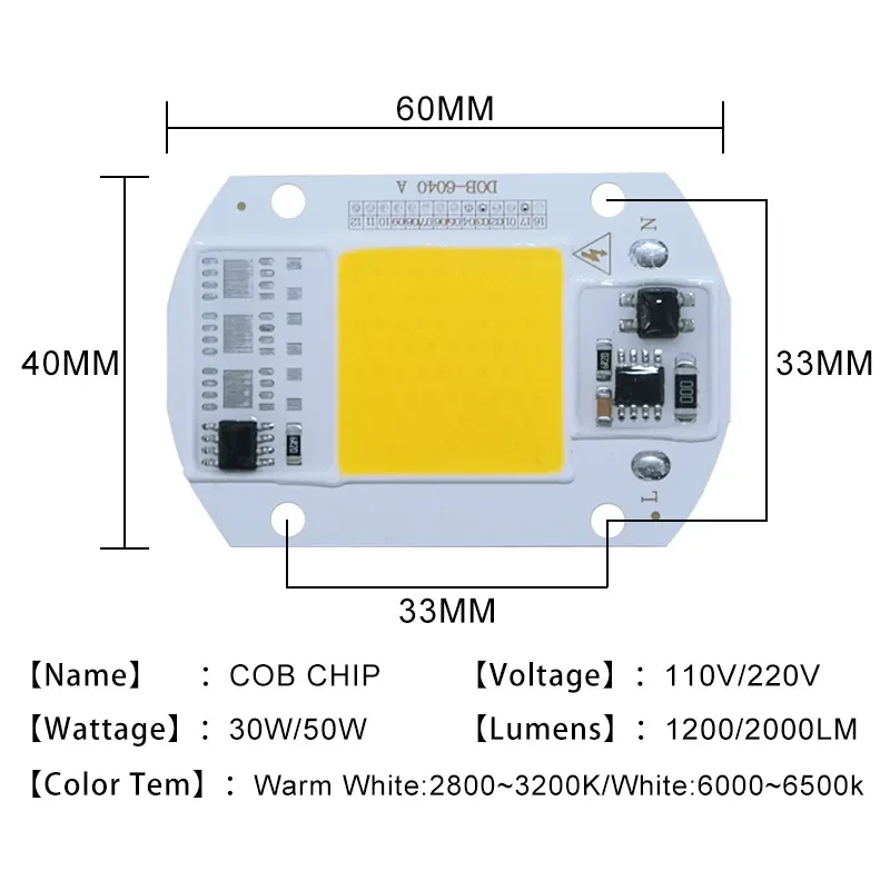 Lampa LED COB koralik 30W 50W AC 110V 220V wejście Smart IC nie ma potrzeby kierowcy DIY światło halogenowe reflektor zimny biały ciepły biały lampa