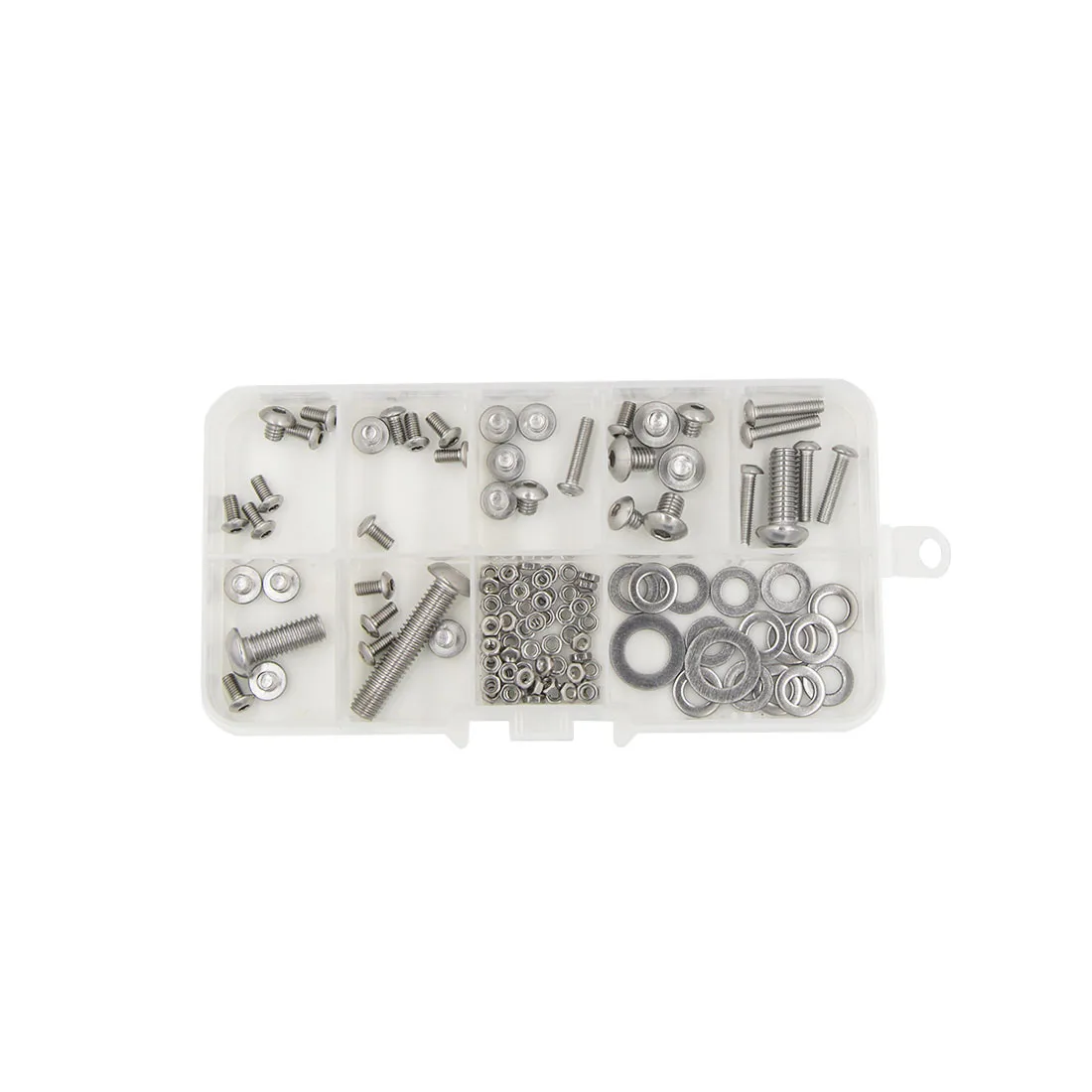 M2 M3 M4 M5 ISO7380 Button Head Socket Cap Screws, DIN934 Nuts & DIN125 Flat Washers Assortment Kit, 304 Stainless Steel