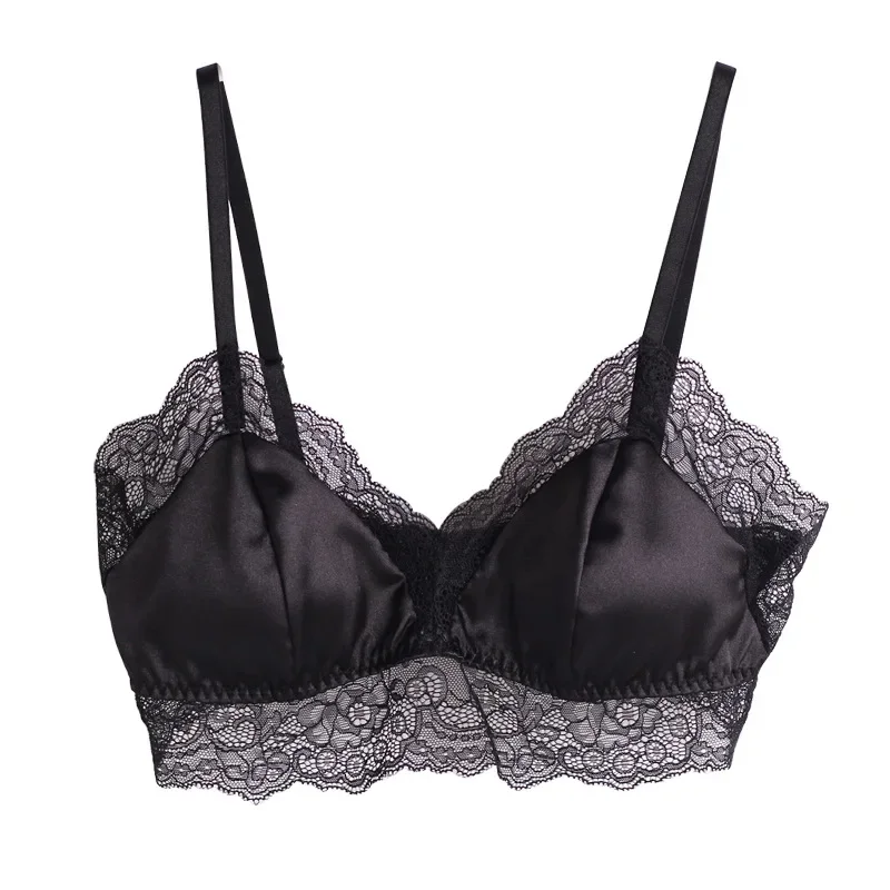 Women 100% Real Silk Bras 3/4 Cup Body shaping Wire Free  Adjusted-straps Women Underwear France Style Sexy Lingerie 8015