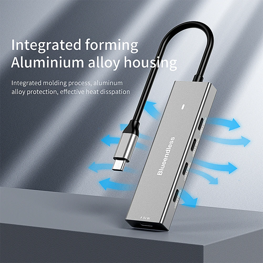 Hub USB C de 5 puertos, divisor USB C de 10Gbps, carga de energía, estación de acoplamiento USB C para ordenador portátil, adaptador multipuerto para MacBook Pro IMac iPad