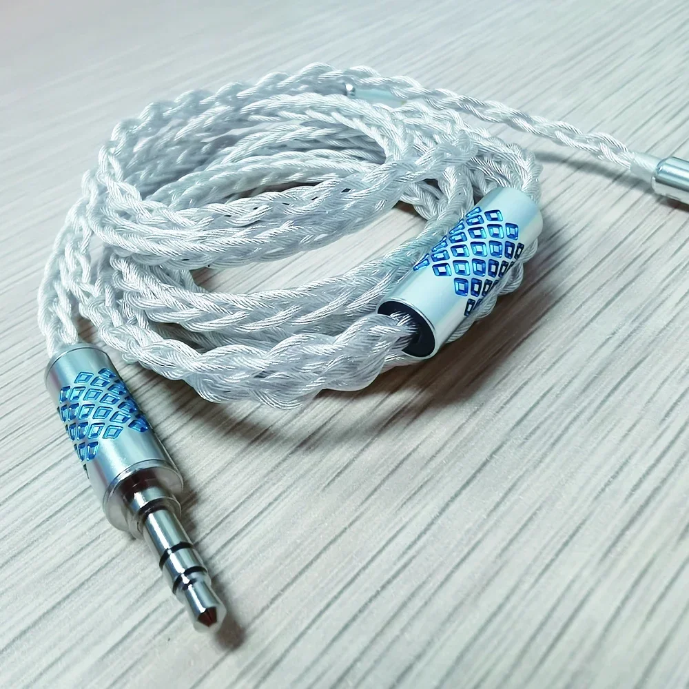 QIGOM MMCX ที่ถอดออกได้ 8-core Silver-Plated OFC Braided Audio CABLE พร้อมขั้วต่อแจ็คหูฟังโรเดียมหลากสี