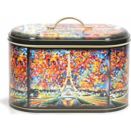 House Eiffel Tower Pattern Metal Bread Cart 11 lt-Multicolour