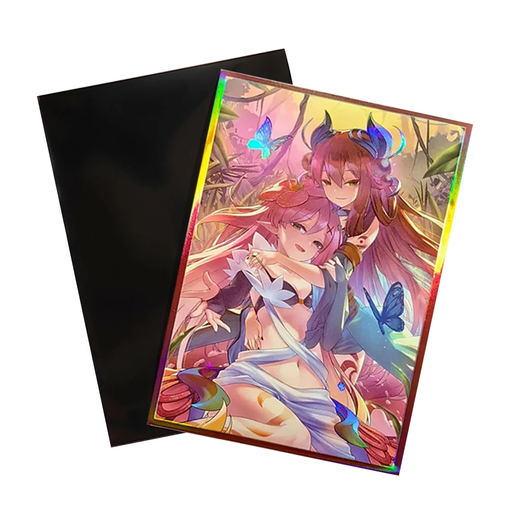 63x90mm 50PCS Holographic Sleeves YGO Card Sleeves Laser Anime Protector Card Cover for Board Games Trading Cards