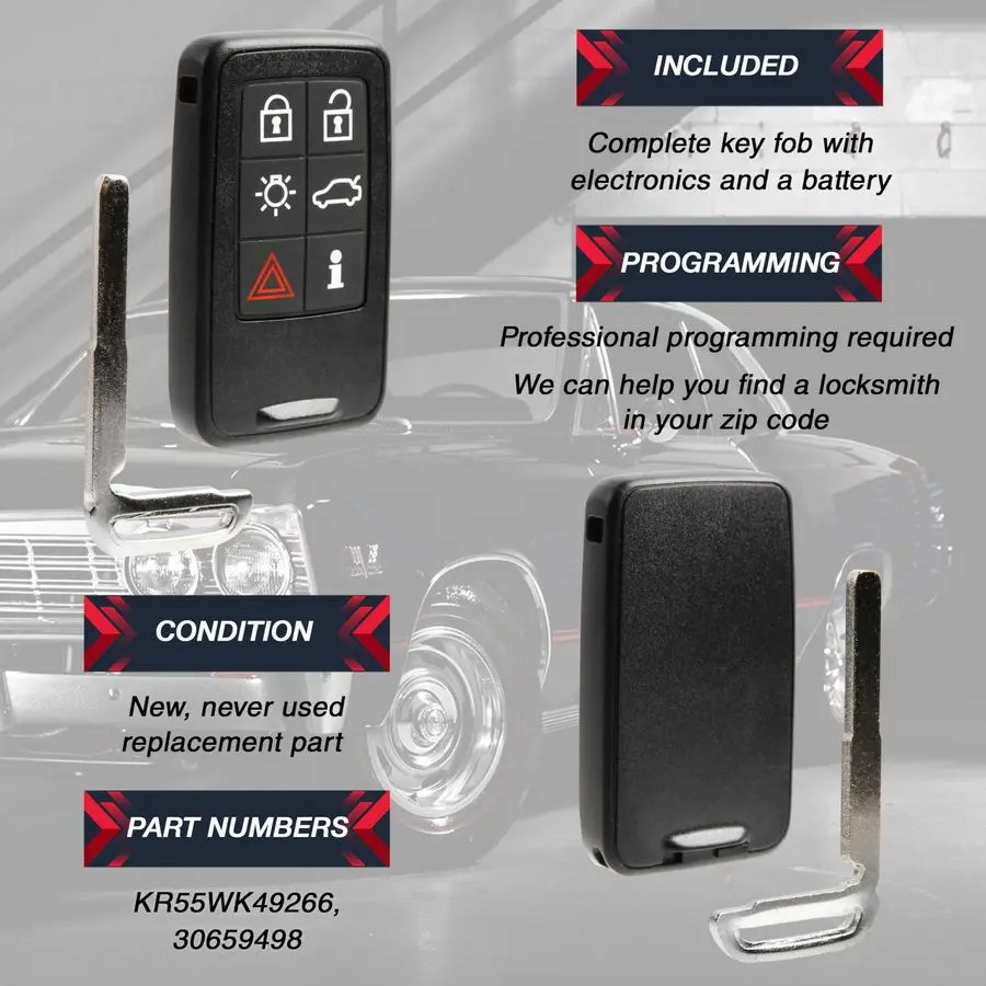 Mando a distancia de entrada sin llave de repuesto para mando a distancia 2007 2008 2009 2010 2011 2012 2013 2014 2015 2016 2017 2018 Volvo S60 S80 V60 V70 X